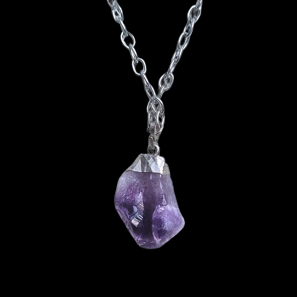 Amethyst Crystal Freeform Pendant Necklace